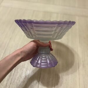 Vintage Frosted Footed Glass Bowl